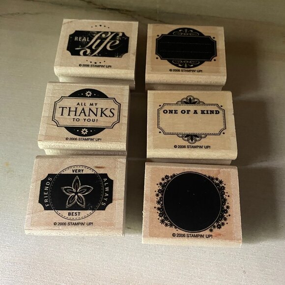 Stampin Up Designer Label 6 rubber stamps diy luxury tags gratitude crafts - Picture 1 of 7